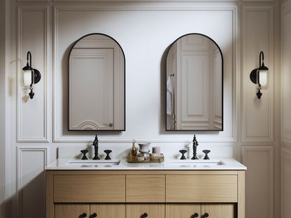KOHLER K-36540-BNL Verdera 20" x 34" arched framed medicine cabinet, left-hinged - Brushed Nickel