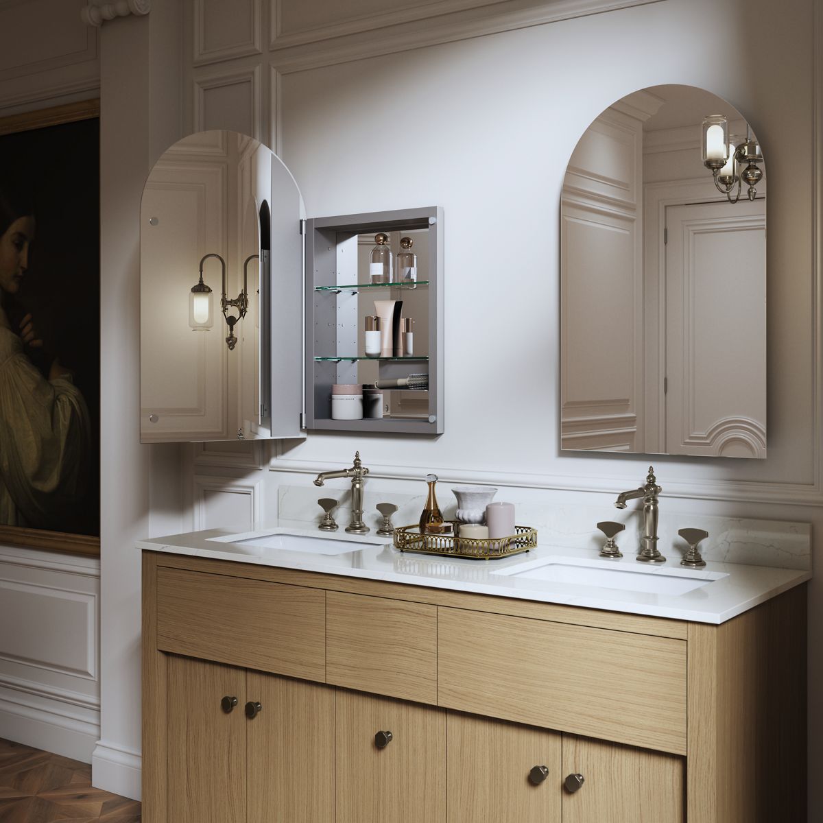 KOHLER K-36540-NFC-NA Verdera 20" X 34" Arched Medicine Cabinet, Left-Hinged