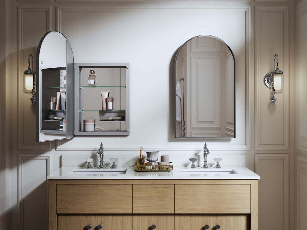 KOHLER K-36540-BGL Verdera 20" X 34" Arched Framed Medicine Cabinet, Left-Hinged - Moderne Brushed Gold