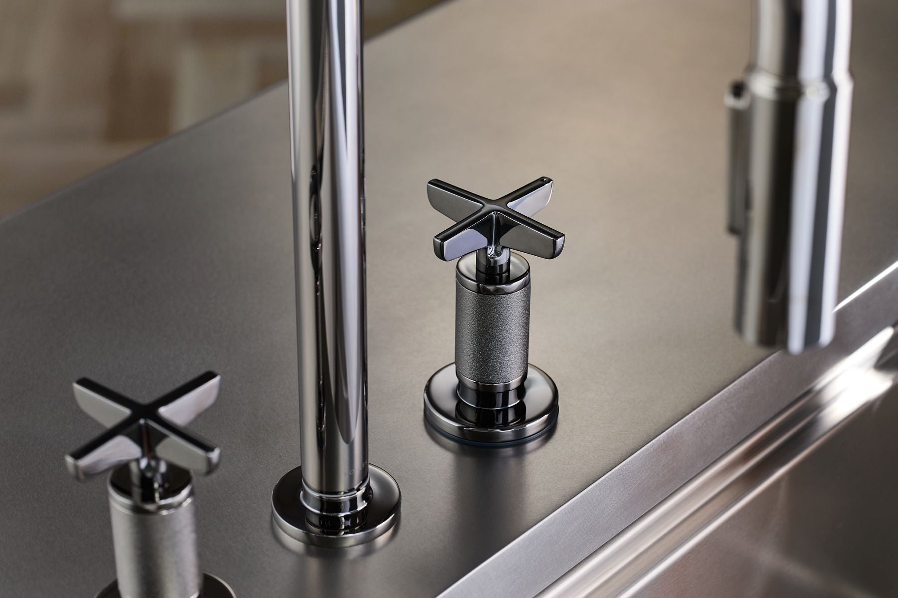 KOHLER K-28677-3RT2-BMB Billet Touchless Pull-Down Kitchen Sink Faucet With Two-Function Sprayhead - Matte Black With Brushed Moderne Brass