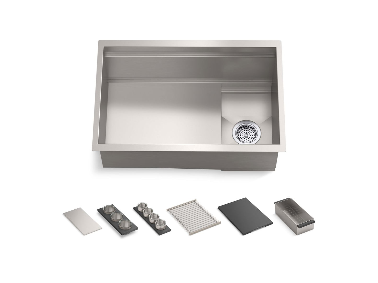 KOHLER K-37911-PAP-NA Synthos 27-3/4" undermount single-bowl workstation kitchen sink - Stainless Steel