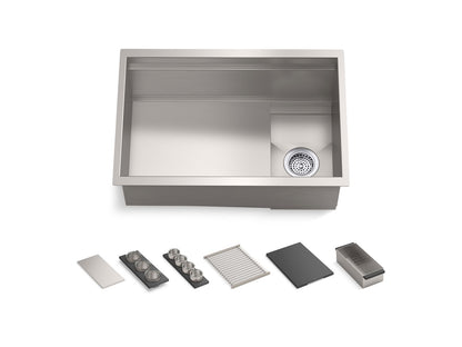 KOHLER K-37911-PAP-NA Synthos 27-3/4" undermount single-bowl workstation kitchen sink - Stainless Steel