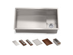KOHLER K-37908-WAL-NA Synthos 33-3/4" Undermount Single-Bowl Workstation Kitchen Sink - Solid Wood Dark Walnut