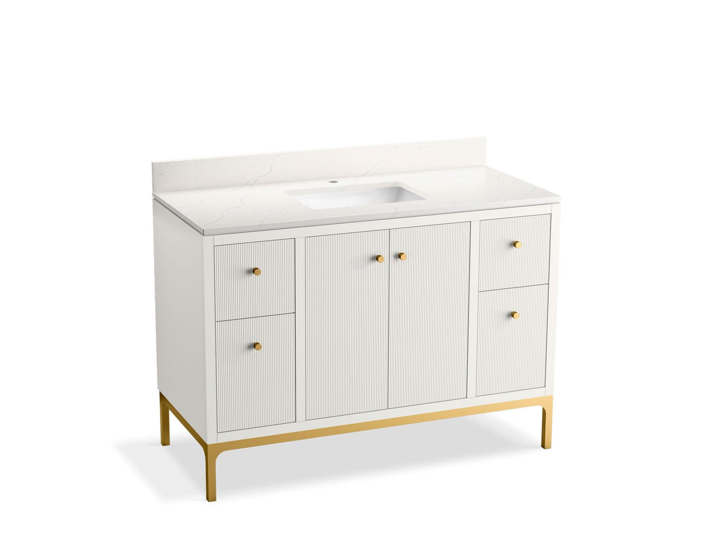 KOHLER 32834-0 Calpa 48 in. Bathroom Vanity Cabinet With Sink And Quartz Top  -  White