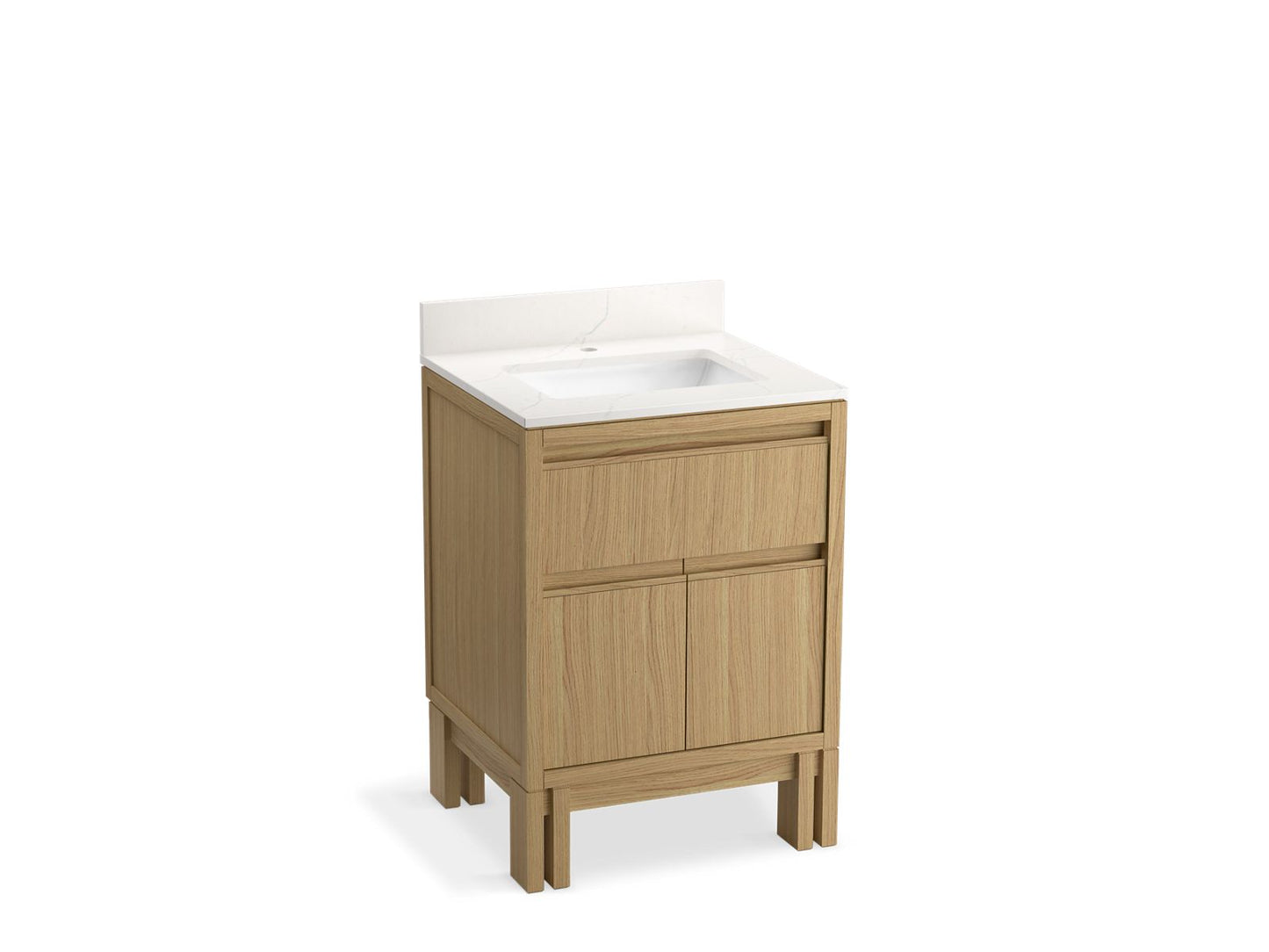 KOHLER 33015-WEK Solive 24 in. Bathroom Vanity Cabinet With Sink And Quartz Top  -  Light Oak