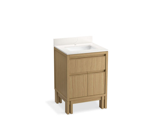 KOHLER 33015-WEK Solive 24 in. Bathroom Vanity Cabinet With Sink And Quartz Top  -  Light Oak