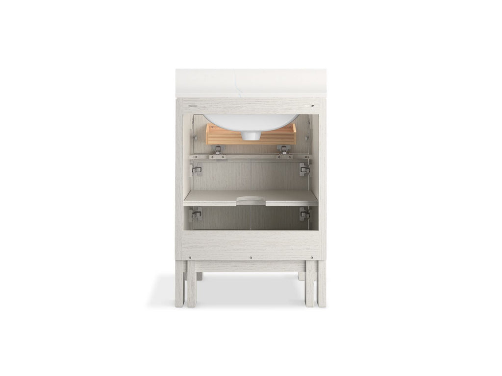 KOHLER K-33015-GW0 Solive 24" Bathroom Vanity Cabinet With Sink And Quartz Top - Gossamer White