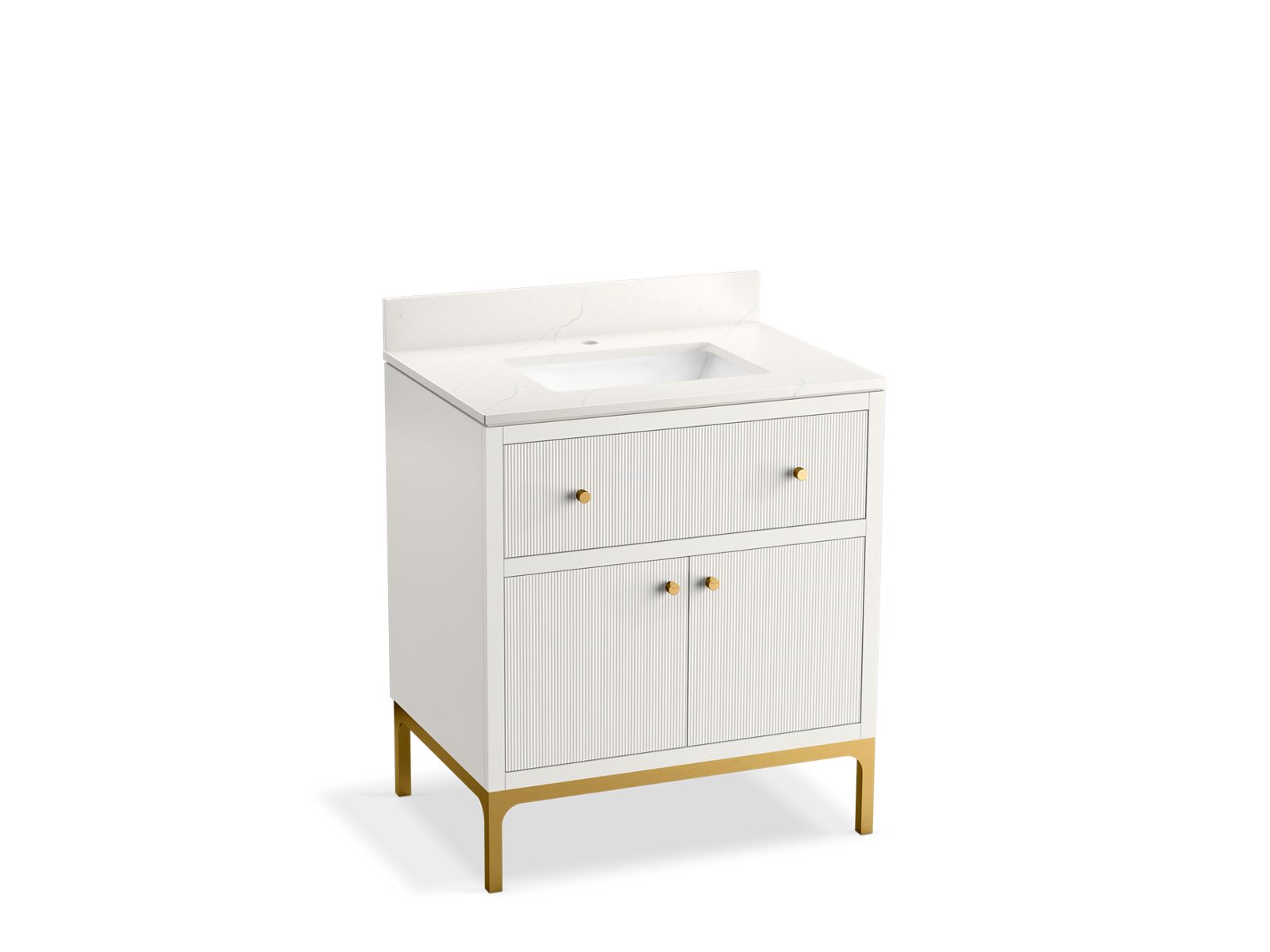 KOHLER 38008-0 Calpa 30 in. Bathroom Vanity Cabinet With Sink And Quartz Top  -  White