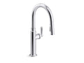 KOHLER K-28358-RT2-CP Edalyn By Studio Mcgee Touchless Pull-Down Kitchen Sink Faucet With Three-Function Sprayhead - Polished Chrome