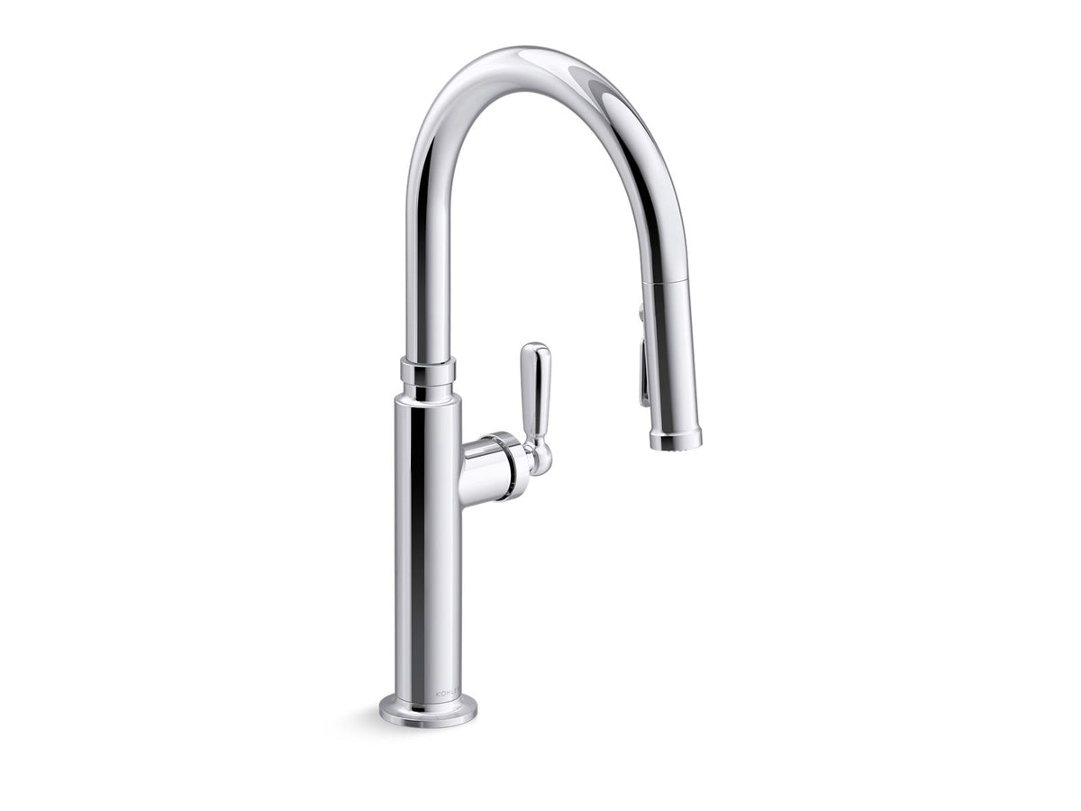 KOHLER K-28358-RT2-CP Edalyn By Studio Mcgee Touchless Pull-Down Kitchen Sink Faucet With Three-Function Sprayhead - Polished Chrome