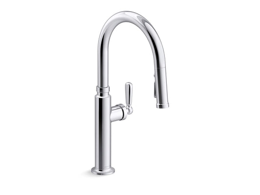 KOHLER K-28358-RT2-CP Edalyn by Studio McGee Touchless pull-down kitchen sink faucet with three-function sprayhead - Polished Chrome