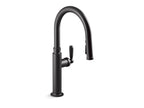 KOHLER K-28358-RT2-BL Edalyn By Studio Mcgee Touchless Pull-Down Kitchen Sink Faucet With Three-Function Sprayhead - Matte Black