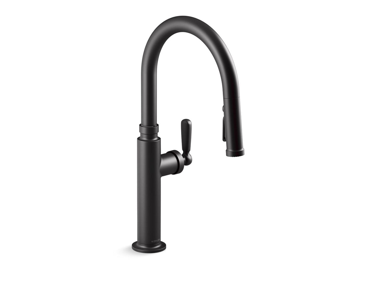 KOHLER K-28358-RT2-BL Edalyn By Studio Mcgee Touchless Pull-Down Kitchen Sink Faucet With Three-Function Sprayhead - Matte Black