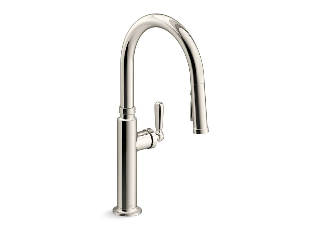 KOHLER K-28358-RT2-SN Edalyn By Studio Mcgee Touchless Pull-Down Kitchen Sink Faucet With Three-Function Sprayhead - Vibrant Polished Nickel