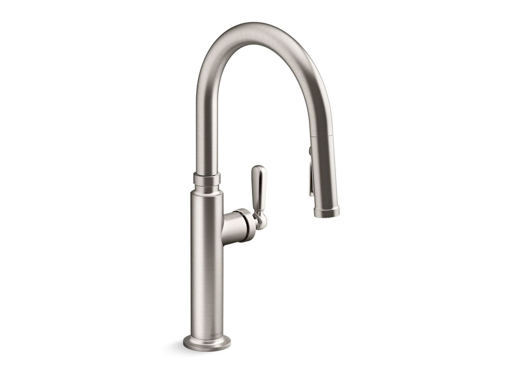 KOHLER K-28358-RT2-VS Edalyn By Studio Mcgee Touchless Pull-Down Kitchen Sink Faucet With Three-Function Sprayhead - Vibrant Stainless