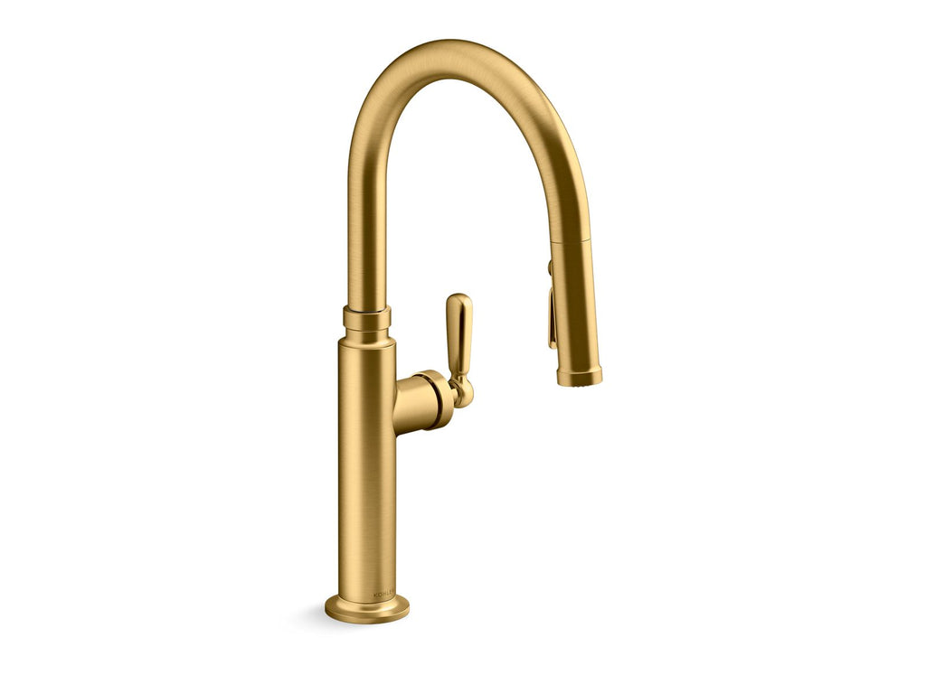 KOHLER K-28358-RT2-2MB Edalyn By Studio Mcgee Touchless Pull-Down Kitchen Sink Faucet With Three-Function Sprayhead - Vibrant Brushed Moderne Brass
