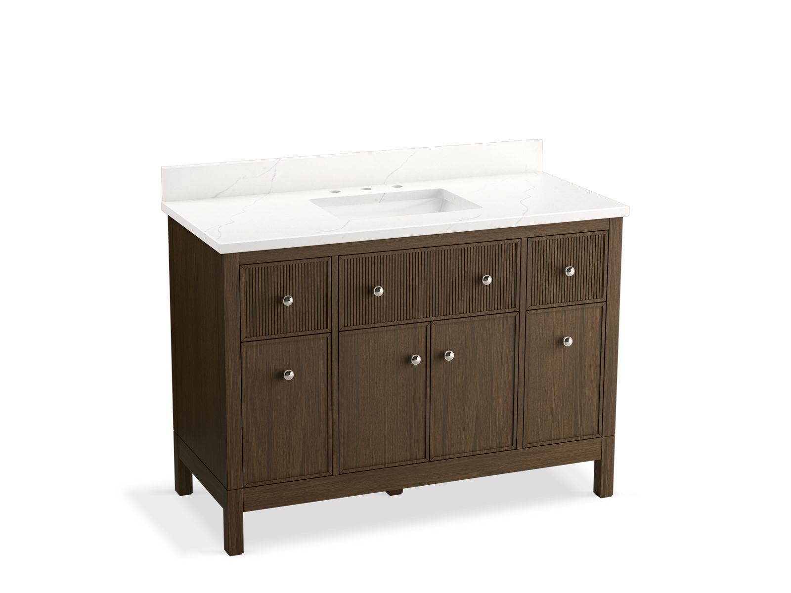 KOHLER K-35021-DAK 48" bathroom vanity cabinet with sink and quartz top  -  Draper Oak