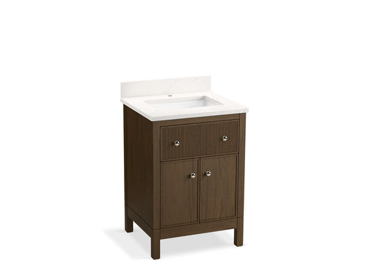 KOHLER K-35018-DAK Malin by Studio McGee 24" bathroom vanity cabinet with sink and quartz top - Draper Oak