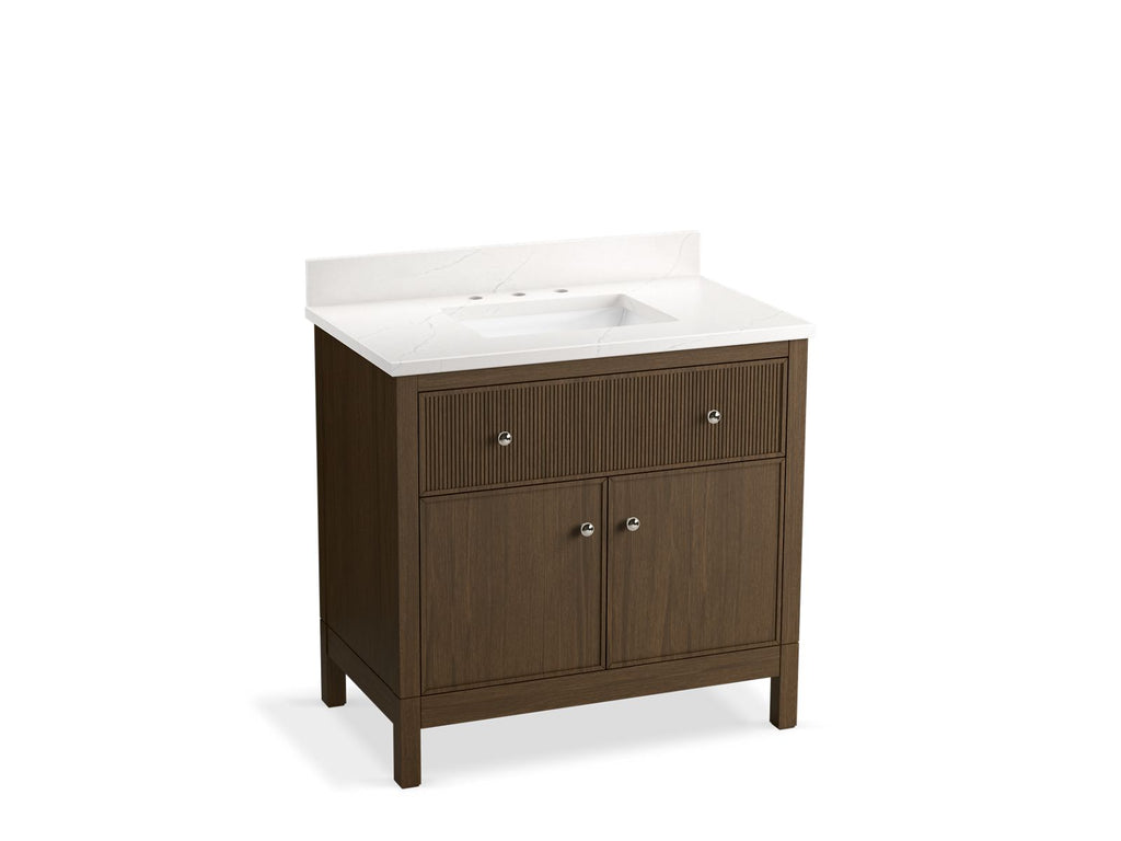 KOHLER K-35020-DAK Malin By Studio Mcgee 36" Bathroom Vanity Cabinet With Sink And Quartz Top - Draper Oak