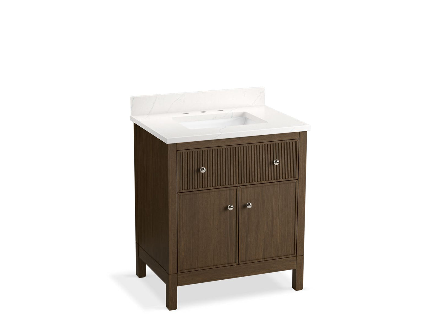 KOHLER K-35019-DAK 30" bathroom vanity cabinet with sink and quartz top  -  Draper Oak