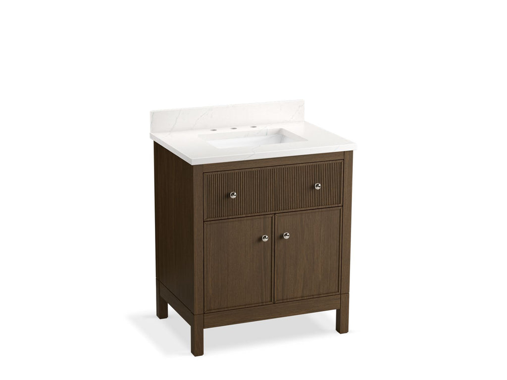 KOHLER K-35019-DAK Malin By Studio Mcgee 30" Bathroom Vanity Cabinet With Sink And Quartz Top - Draper Oak