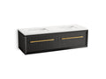 KOHLER K-CM33563-BD11-GWB Enivo 60" Wall-Hung Bathroom Vanity Cabinet With Sinks And Quartz Top - Gloss Black