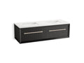 KOHLER K-CM33563-BD11-GWN Enivo 60" Wall-Hung Bathroom Vanity Cabinet With Sinks And Quartz Top - Gloss Black