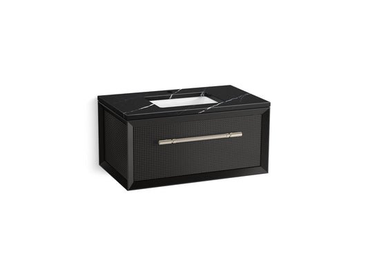 KOHLER K-CM33562-BD10-GEN 36" wall-hung bathroom vanity cabinet with sink and quartz top  -  Gloss Black
