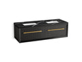 KOHLER K-CM33563-BD11-GEB Enivo 60" Wall-Hung Bathroom Vanity Cabinet With Sinks And Quartz Top - Gloss Black