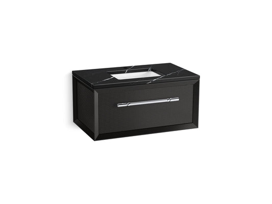 KOHLER K-CM33562-BD10-GEC 36" wall-hung bathroom vanity cabinet with sink and quartz top  -  Gloss Black