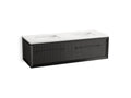 KOHLER K-CM33563-BD11-GWL Enivo 60" Wall-Hung Bathroom Vanity Cabinet With Sinks And Quartz Top - Gloss Black