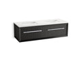 KOHLER K-CM33563-BD11-GWC Enivo 60" Wall-Hung Bathroom Vanity Cabinet With Sinks And Quartz Top - Gloss Black
