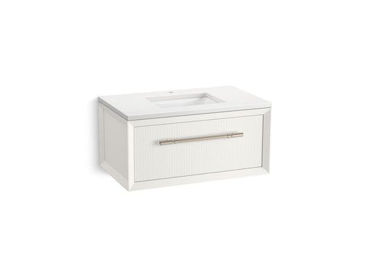 KOHLER K-CM33562-BD10-0WN 36" wall-hung bathroom vanity cabinet with sink and quartz top  -  White