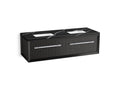 KOHLER K-CM33563-BD11-GEC Enivo 60" Wall-Hung Bathroom Vanity Cabinet With Sinks And Quartz Top - Gloss Black