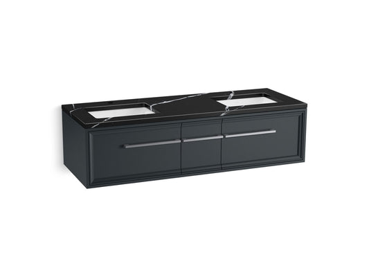 KOHLER K-CM33567-BD23-XEC 60" wall-hung bathroom vanity cabinet with sinks and quartz top  -  Slate Grey