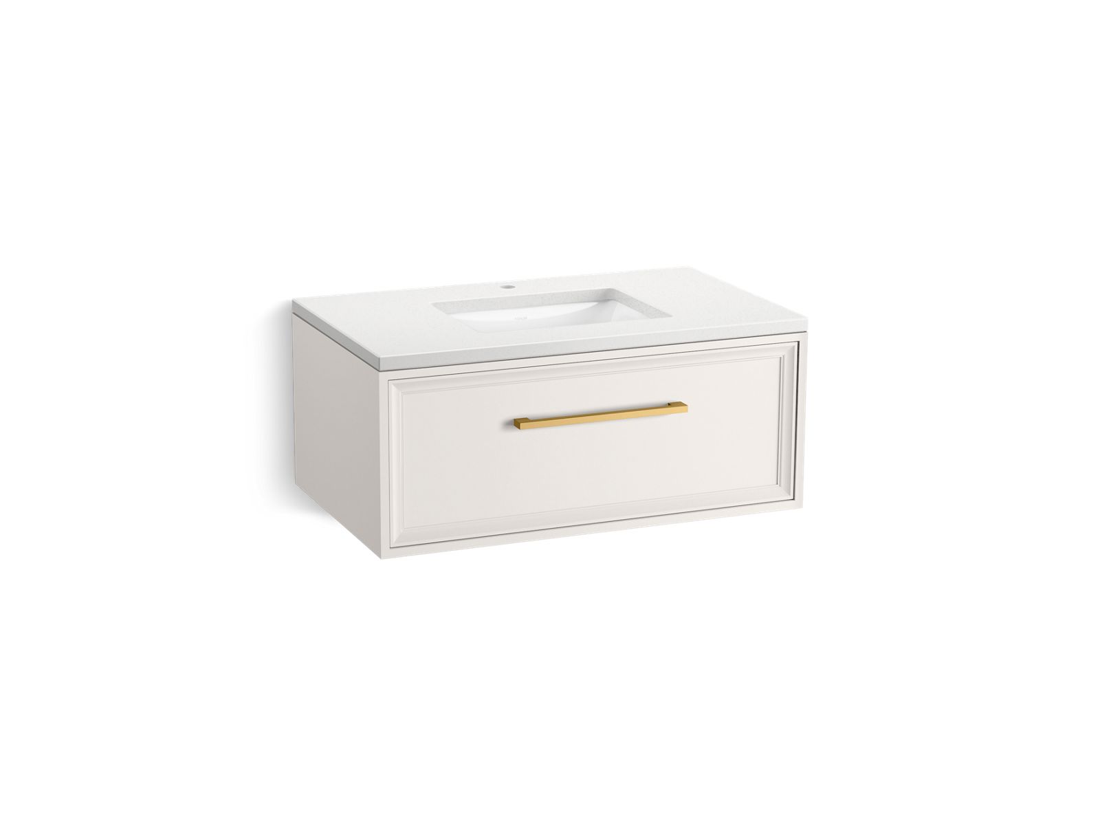KOHLER K-CM33566-BD22-AWB 36" wall-hung bathroom vanity cabinet with sink and quartz top  -  Linen White