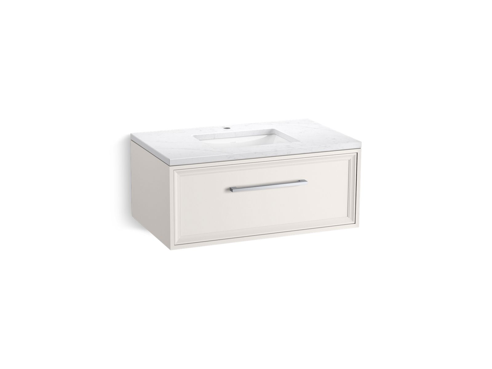 KOHLER K-CM33566-BD22-ATC 36" wall-hung bathroom vanity cabinet with sink and quartz top  -  Linen White