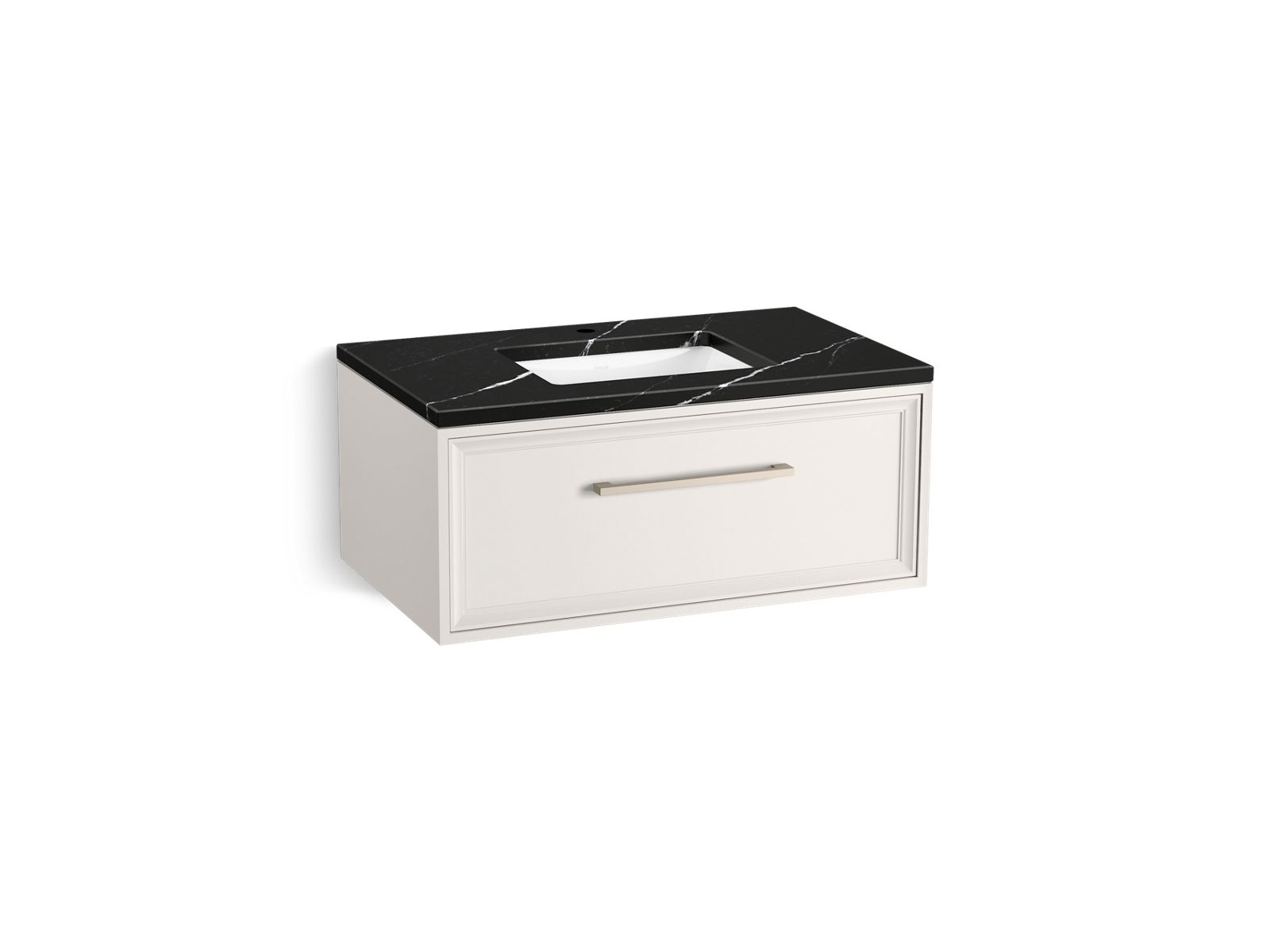 KOHLER K-CM33566-BD22-AEN 36" wall-hung bathroom vanity cabinet with sink and quartz top  -  Linen White