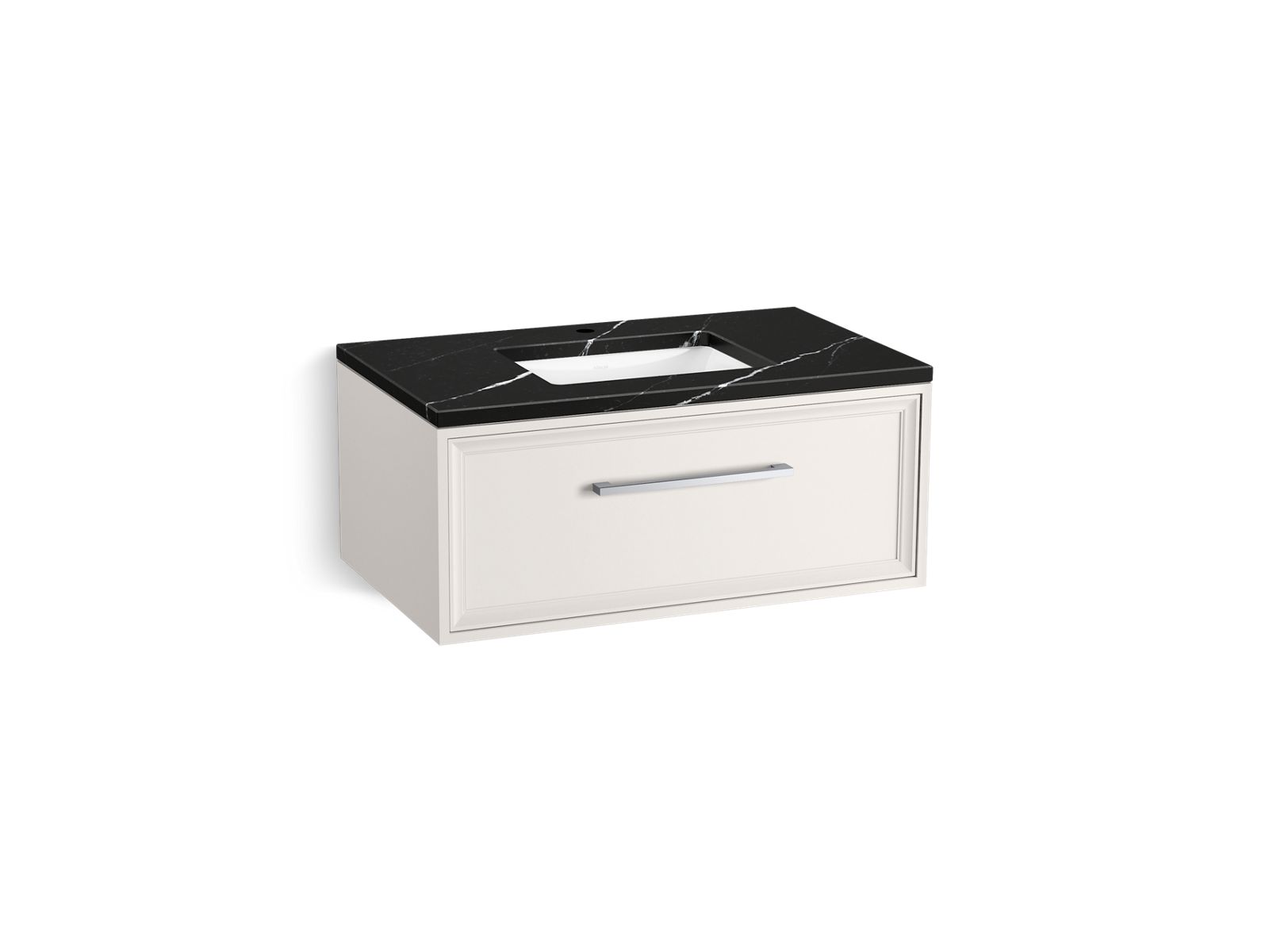 KOHLER K-CM33566-BD22-AEC 36" wall-hung bathroom vanity cabinet with sink and quartz top  -  Linen White