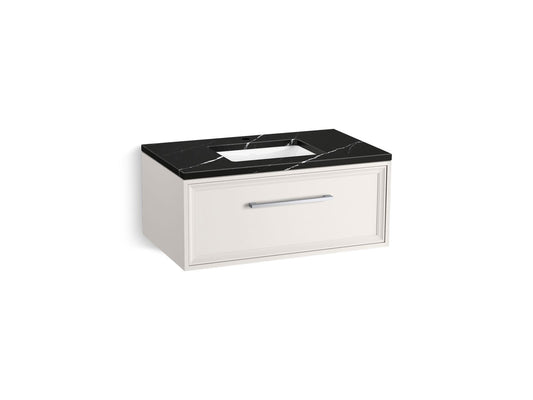 KOHLER K-CM33566-BD22-AEC 36" wall-hung bathroom vanity cabinet with sink and quartz top  -  Linen White
