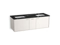 KOHLER K-CM99548-BD16-AE2 Jute 60" Wall-Hung Bathroom Vanity Cabinet With Sinks And Quartz Top - Linen White