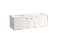 KOHLER K-CM99548-BD16-AW3 Jute 60" Wall-Hung Bathroom Vanity Cabinet With Sinks And Quartz Top - Linen White