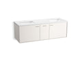 KOHLER K-CM99548-BD16-AW2 Jute 60" Wall-Hung Bathroom Vanity Cabinet With Sinks And Quartz Top - Linen White