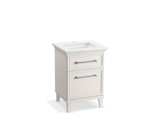 KOHLER K-CM29469-BD1-AWC 24" bathroom vanity cabinet with sink and quartz top  -  Linen White