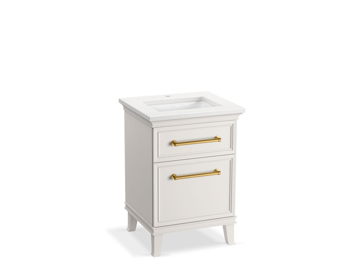 KOHLER K-CM29469-BD1-AWB 24" bathroom vanity cabinet with sink and quartz top  -  Linen White