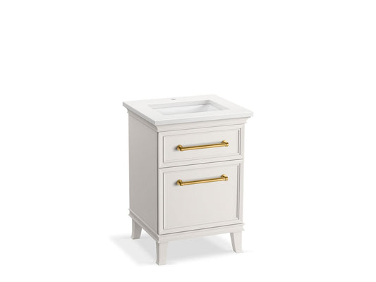 KOHLER K-CM29469-BD1-AWB 24" bathroom vanity cabinet with sink and quartz top  -  Linen White