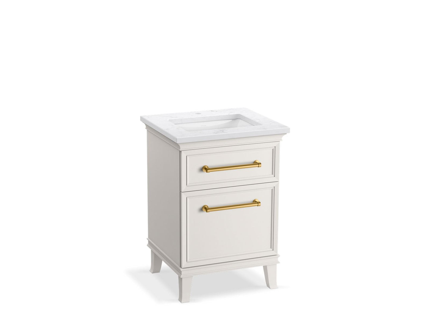 KOHLER K-CM29469-BD1-ATB 24" bathroom vanity cabinet with sink and quartz top  -  Linen White