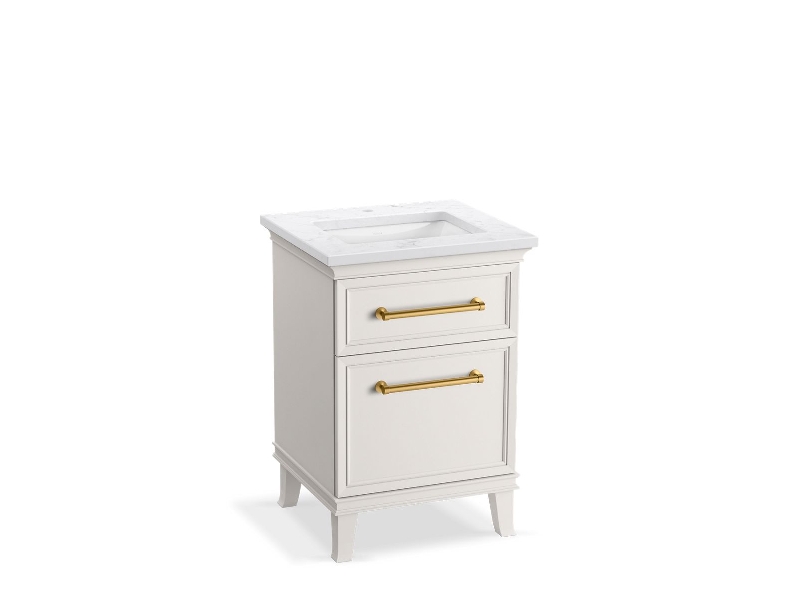 KOHLER K-CM29469-BD1-ATB 24" bathroom vanity cabinet with sink and quartz top  -  Linen White