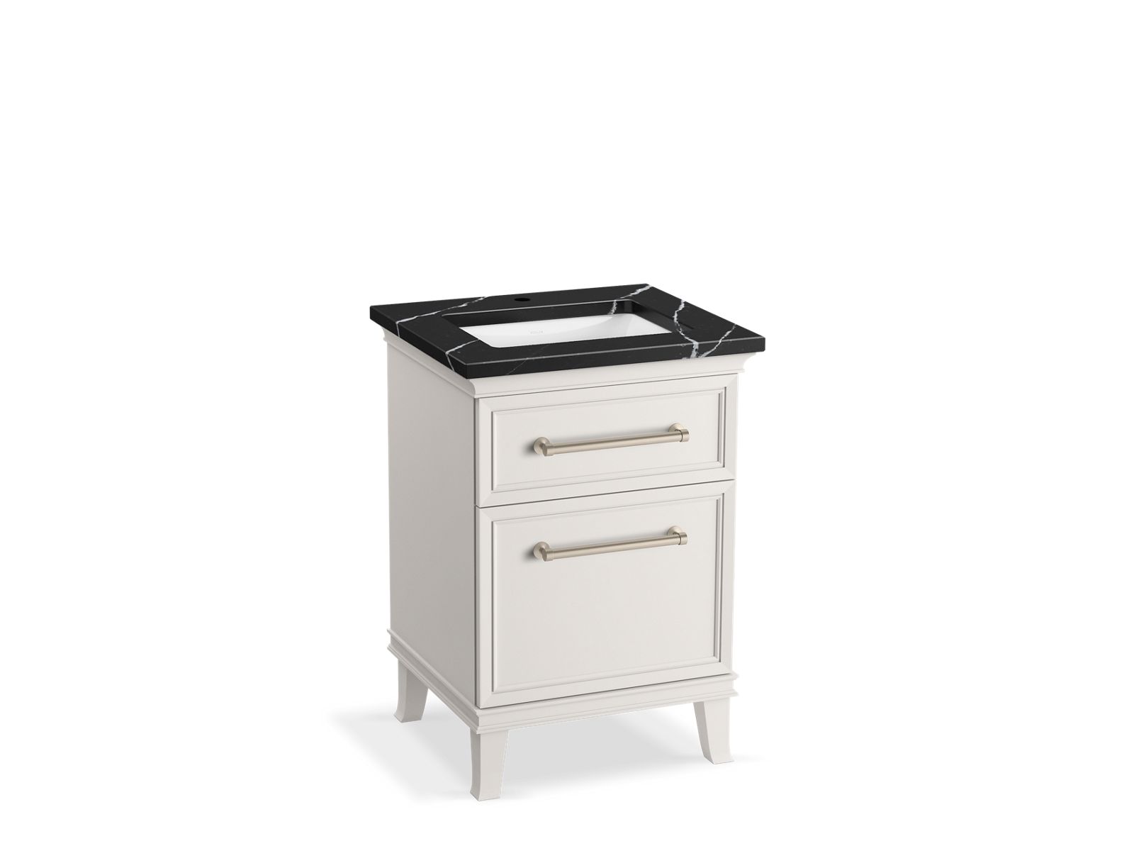 KOHLER K-CM29469-BD1-AEN 24" bathroom vanity cabinet with sink and quartz top  -  Linen White