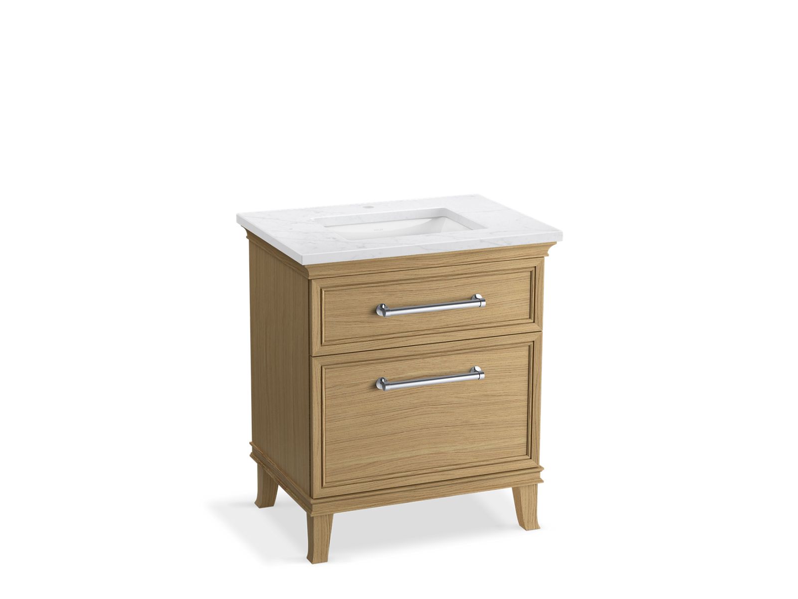 KOHLER K-CM29480-BD2-KTC 30" bathroom vanity cabinet with sink and quartz top  -  Light Oak